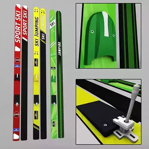 Ski jumping winter skis low poly Low-poly 3D model