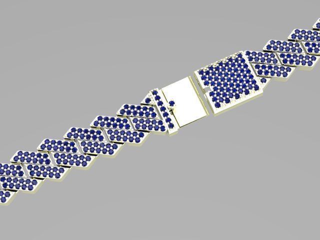 cuban chain  necklace diamond z01 3D model_10