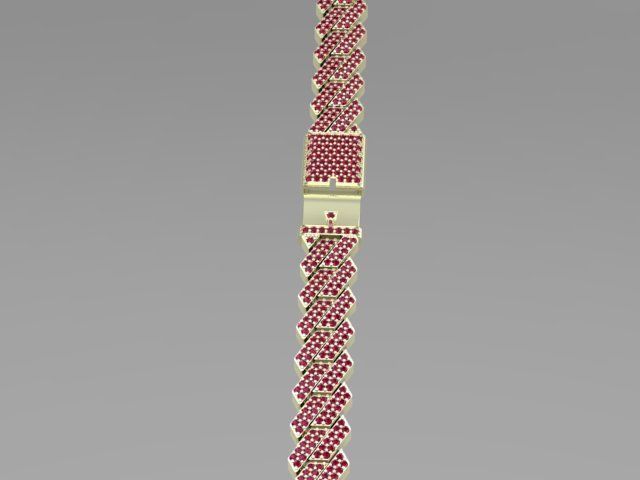 cuban chain  necklace diamond z01 3D model_8