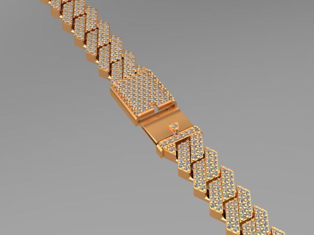 cuban chain  necklace diamond z01 3D model_2