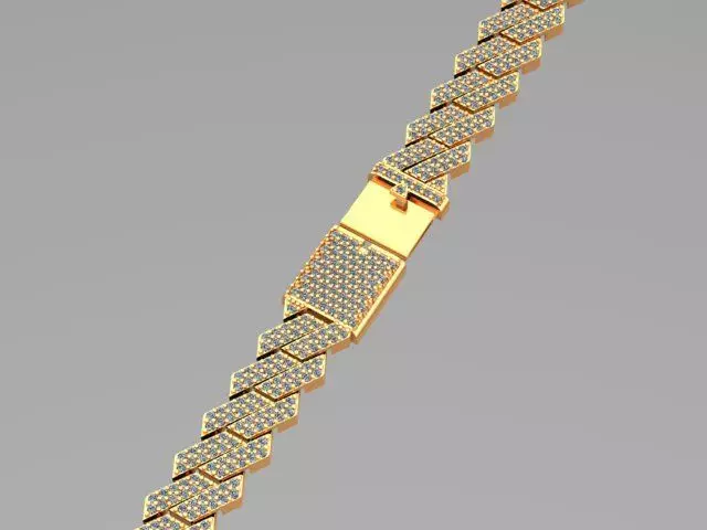 cuban chain  necklace diamond z01 3D model_0