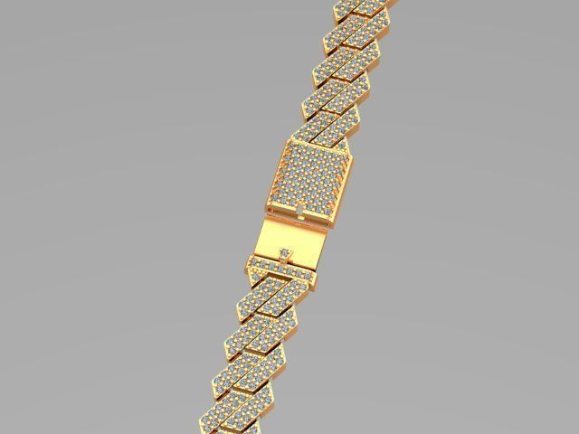 cuban chain  necklace diamond z01 3D model_4