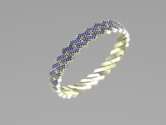 cuban chain  necklace diamond z01 3D model_12