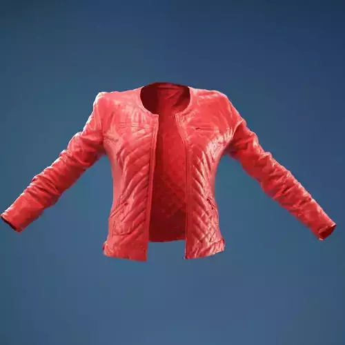 Black Padded Leather Jacket Open 3D model