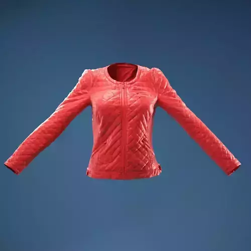 Black Padded Leather Jacket Closed 3D model