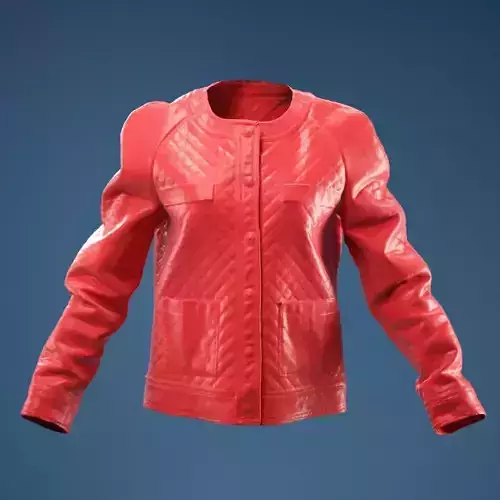Black Padded Leather Jacket 3D model