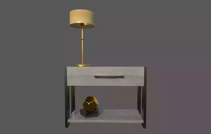 Side Table with Night Light Low-poly 3D model