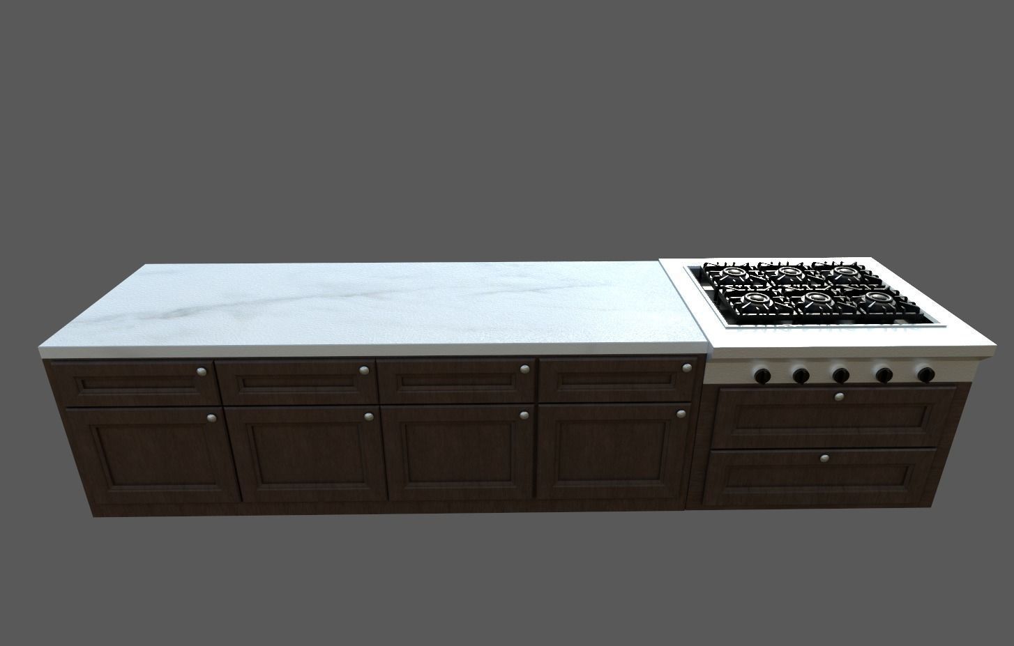 Kitchen Set island with stove top Low-poly 3D model_2