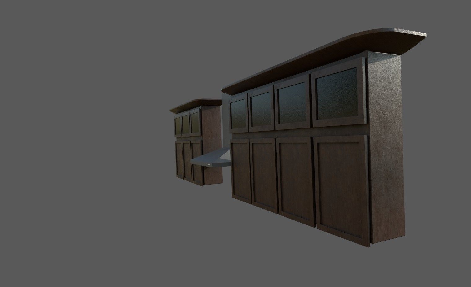 Kitchen Set island with stove top Low-poly 3D model_6