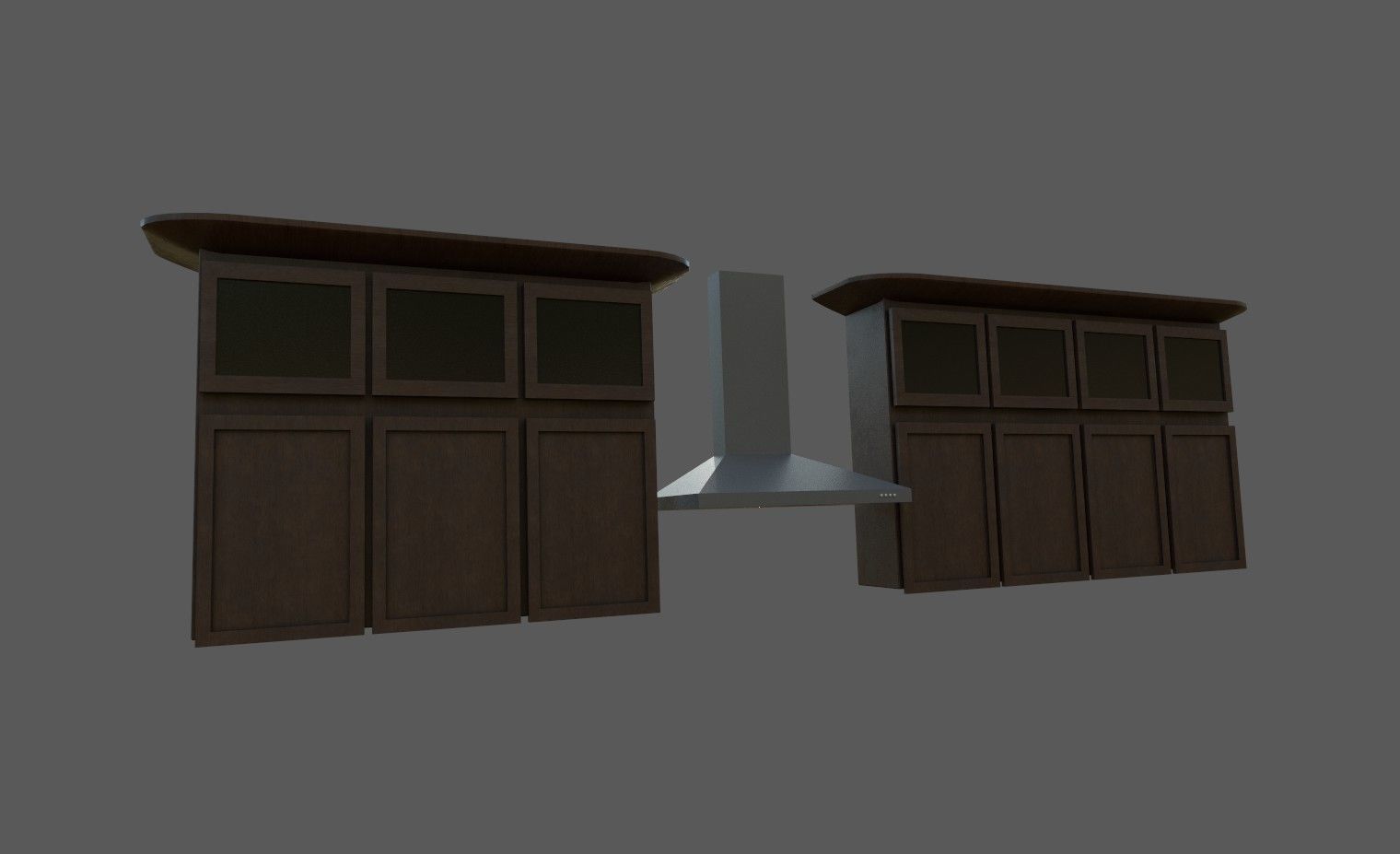 Kitchen Set island with stove top Low-poly 3D model_4