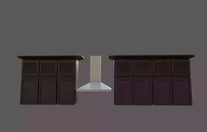Kitchen Set island with stove top Low-poly 3D model