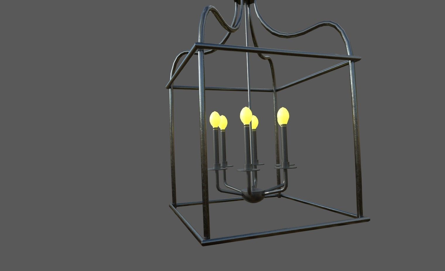 Modern Chandelier vintage Low-poly 3D model_3