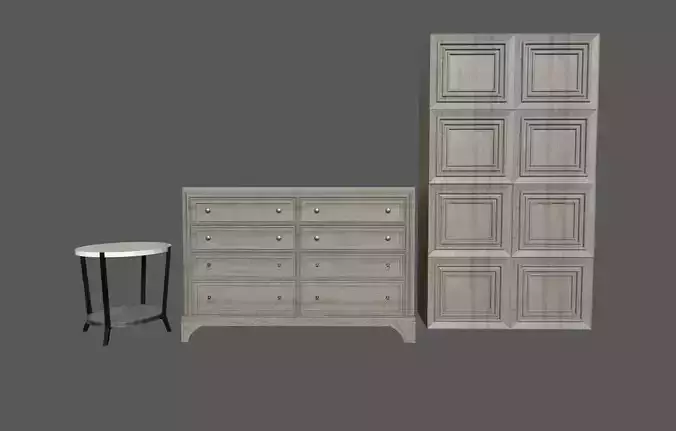 Dressing cabinet with Seat Low-poly 3D model