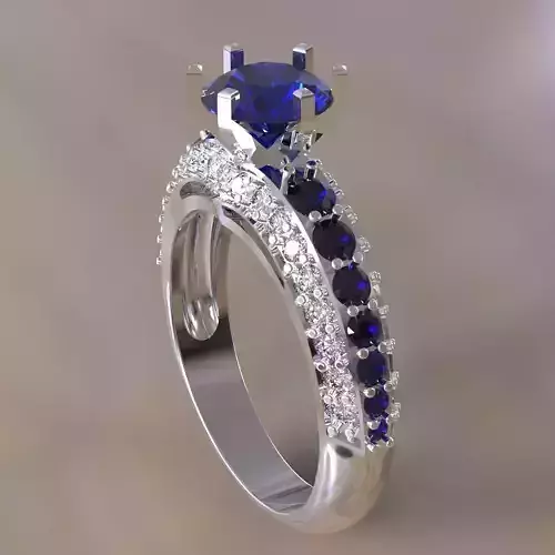 Ring with  sapphire 6mm