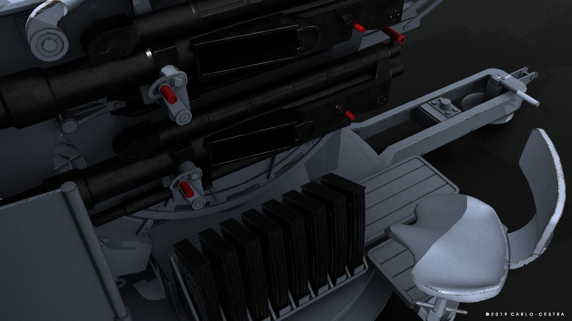 German 20mm Flak 38 Vierling Low-poly 3D model_7