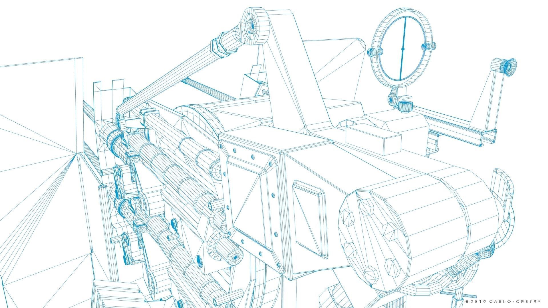 German 20mm Flak 38 Vierling Low-poly 3D model_39