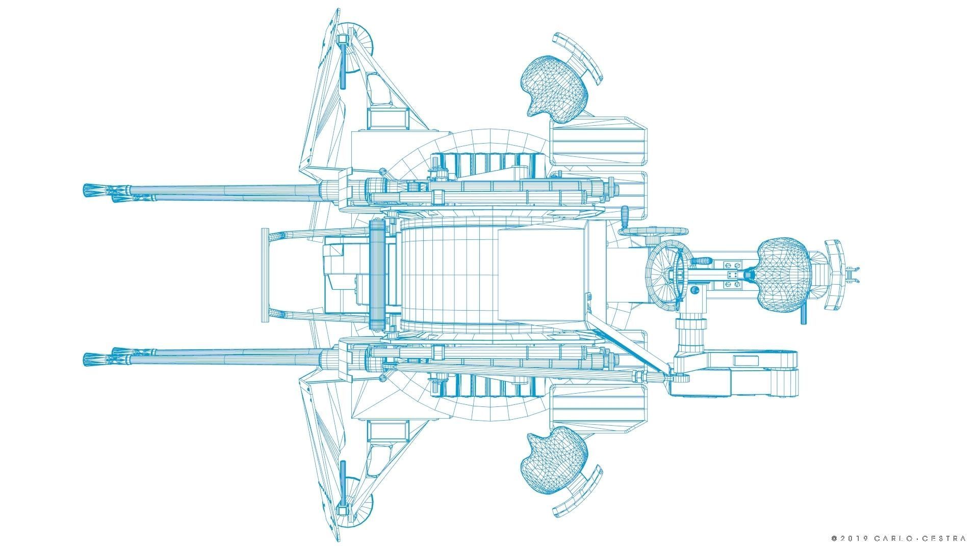 German 20mm Flak 38 Vierling Low-poly 3D model_44