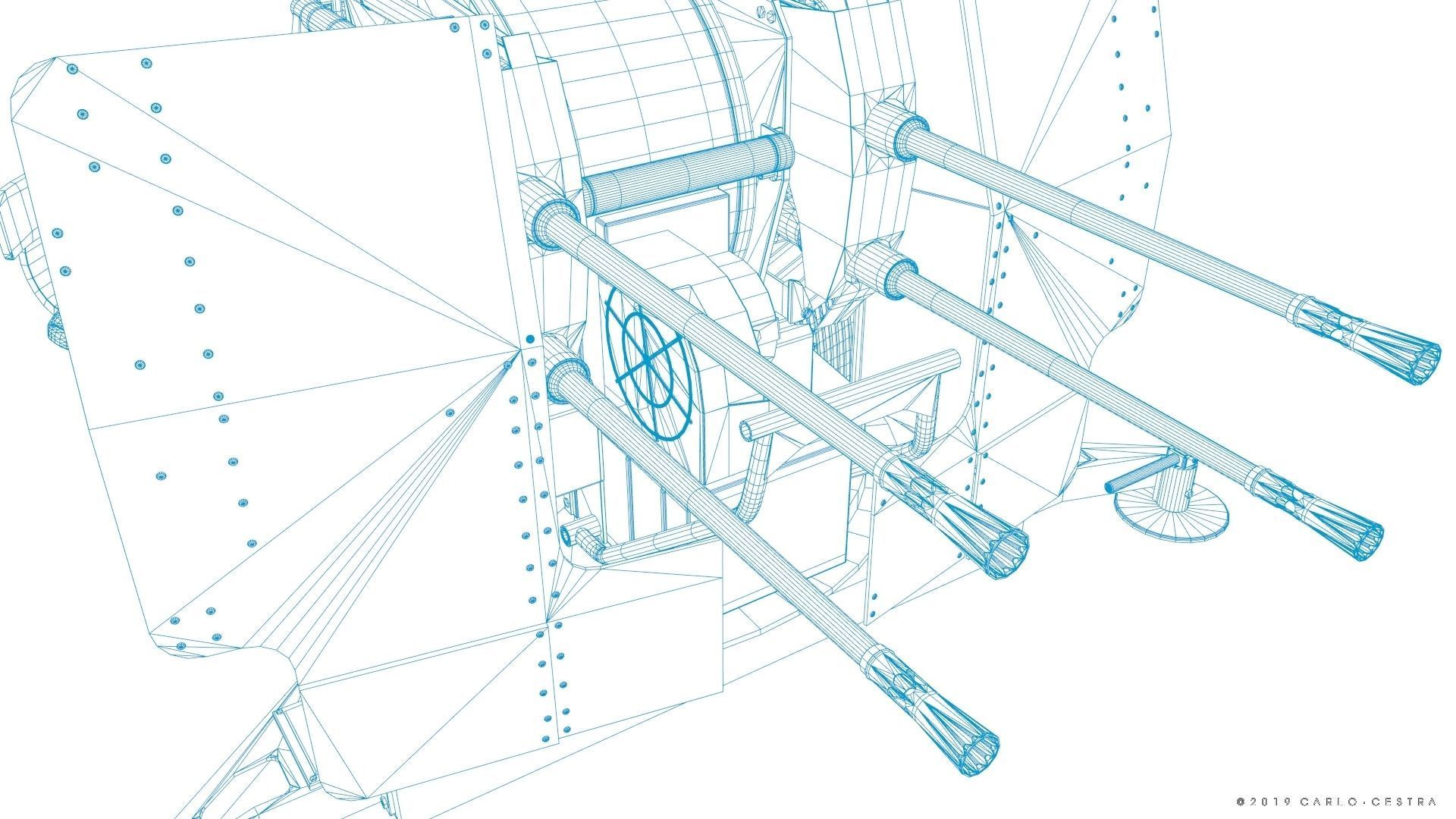 German 20mm Flak 38 Vierling Low-poly 3D model_36