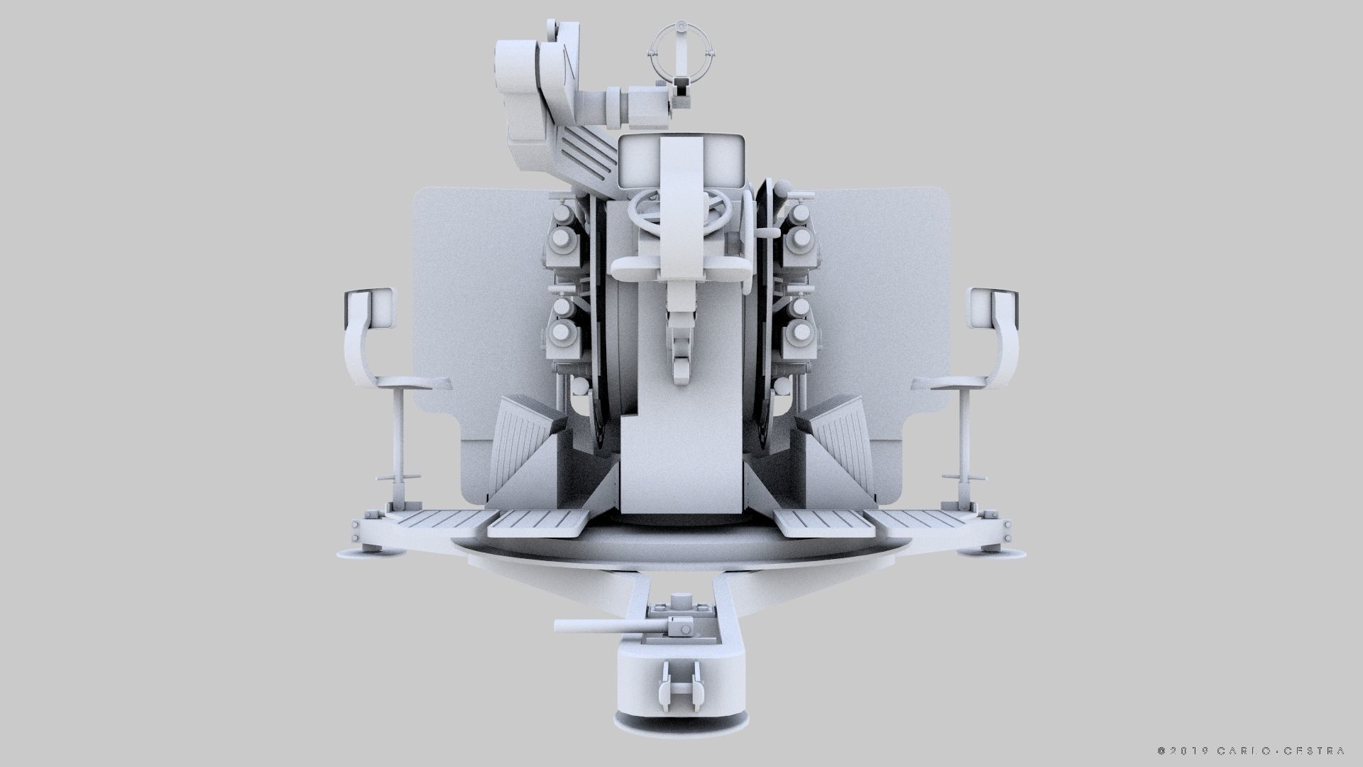 German 20mm Flak 38 Vierling Low-poly 3D model_23