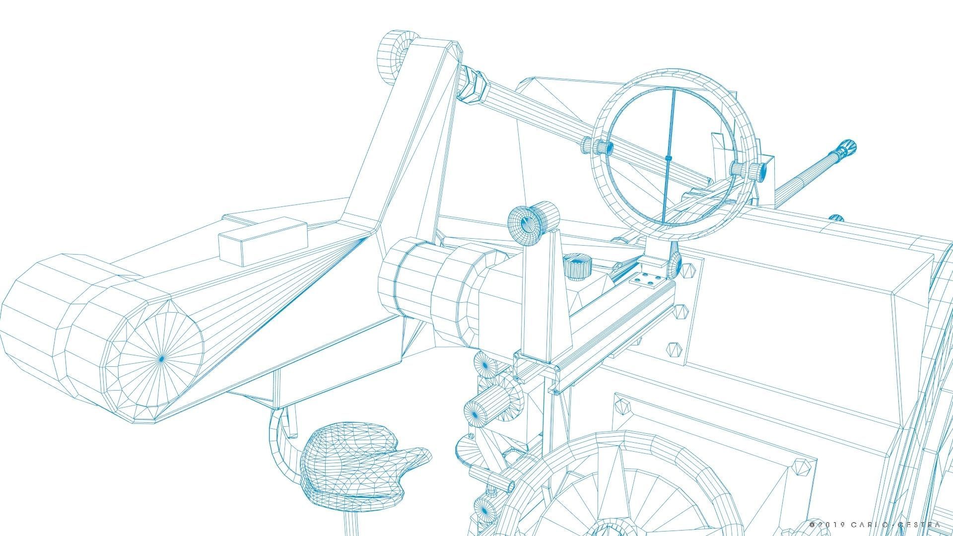 German 20mm Flak 38 Vierling Low-poly 3D model_37