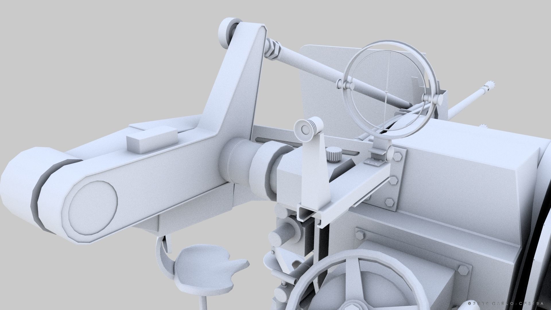 German 20mm Flak 38 Vierling Low-poly 3D model_22