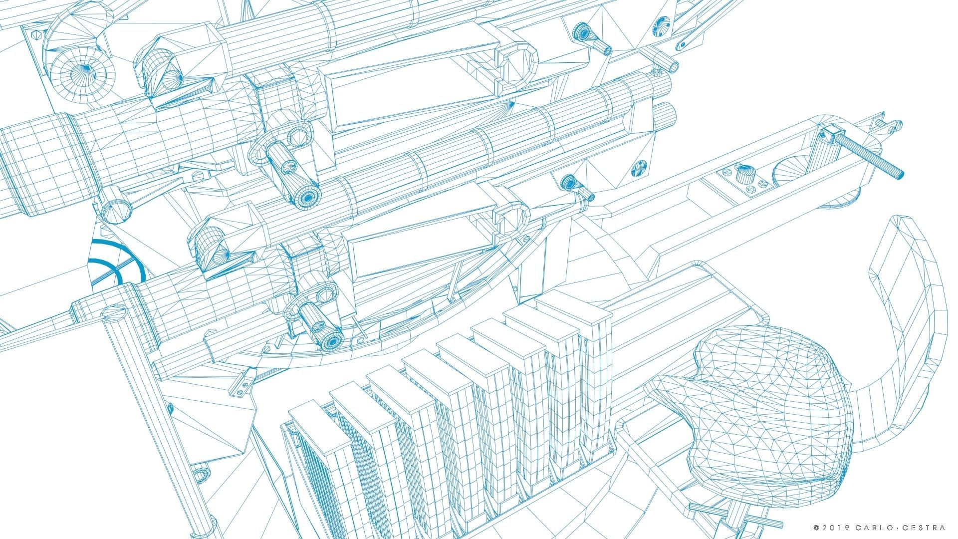German 20mm Flak 38 Vierling Low-poly 3D model_45