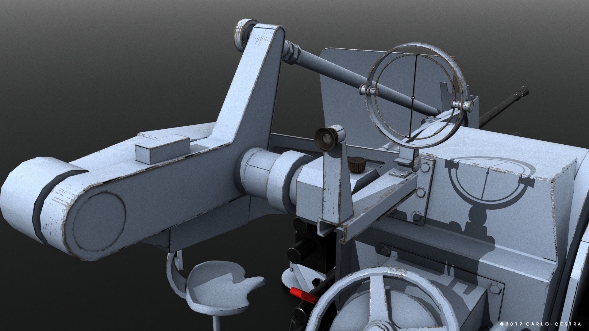 German 20mm Flak 38 Vierling Low-poly 3D model_6