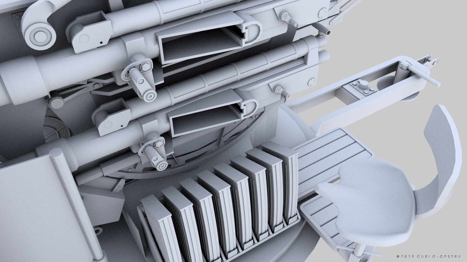 German 20mm Flak 38 Vierling Low-poly 3D model_31