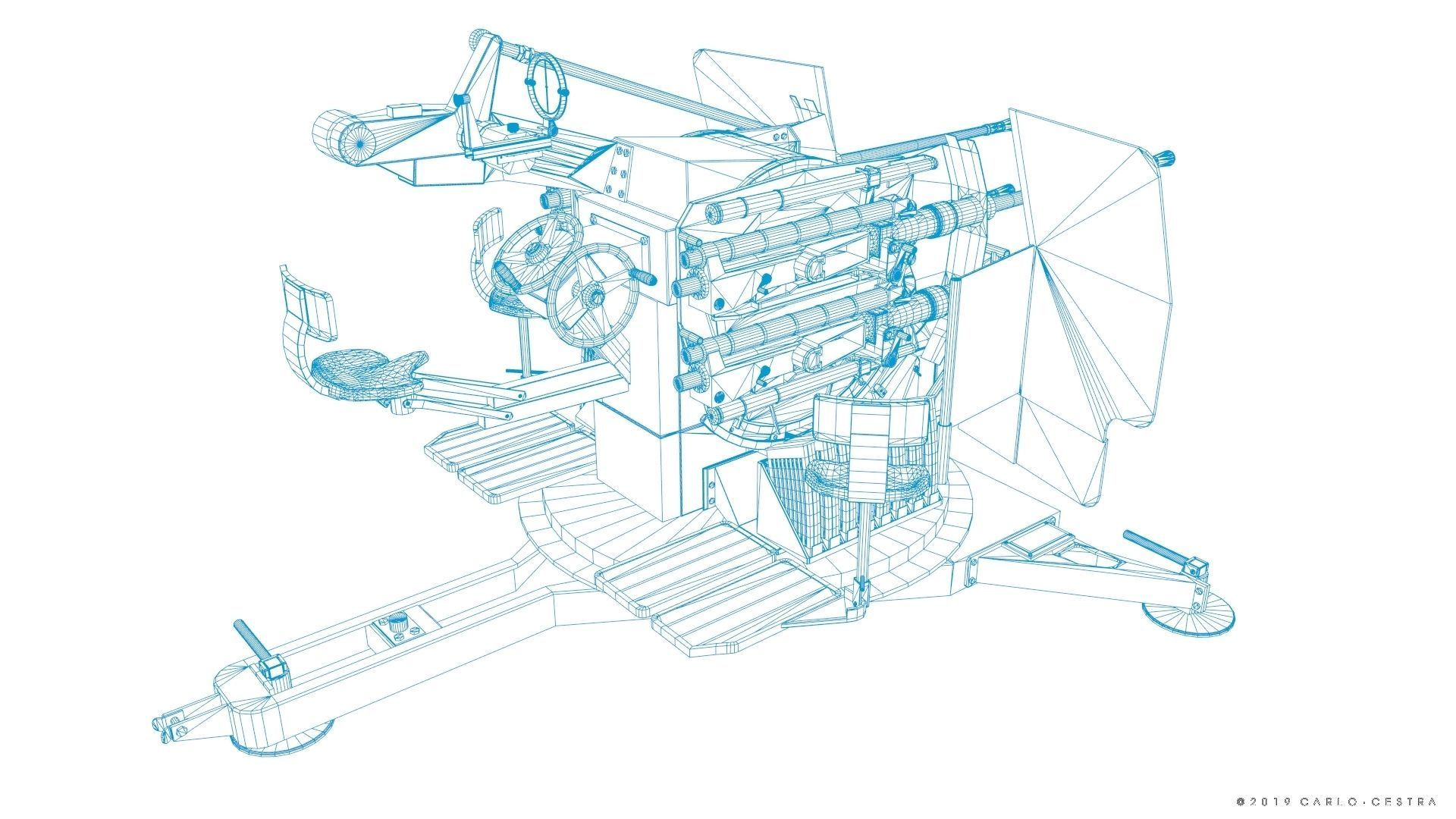 German 20mm Flak 38 Vierling Low-poly 3D model_34