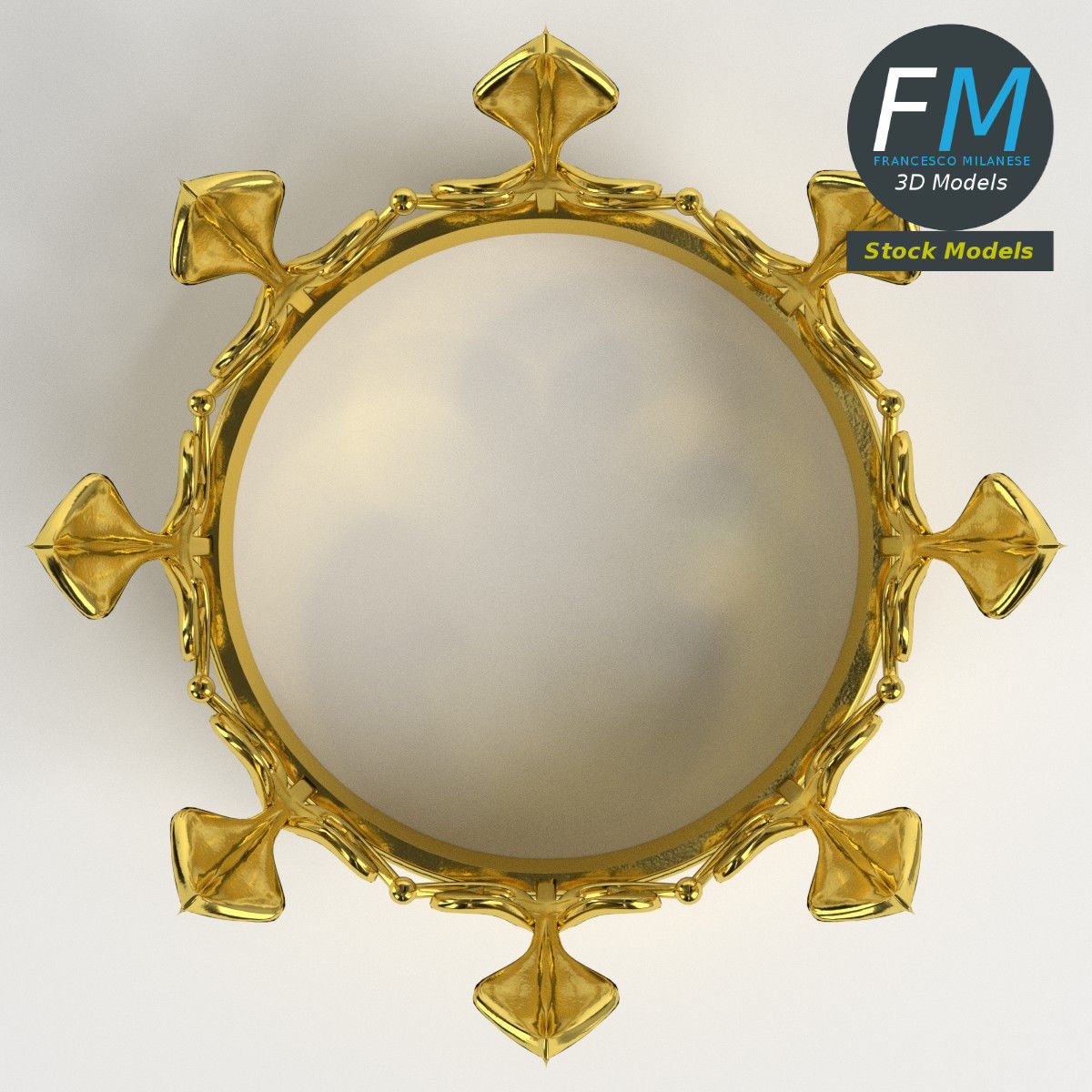 Gold crown with gems 1 3D model_6