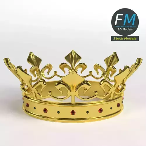 Gold crown with gems 1 3D model