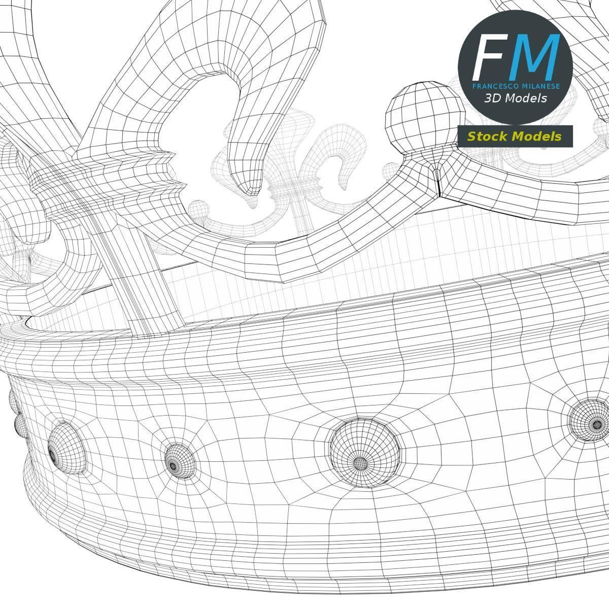 Gold crown with gems 1 3D model_8