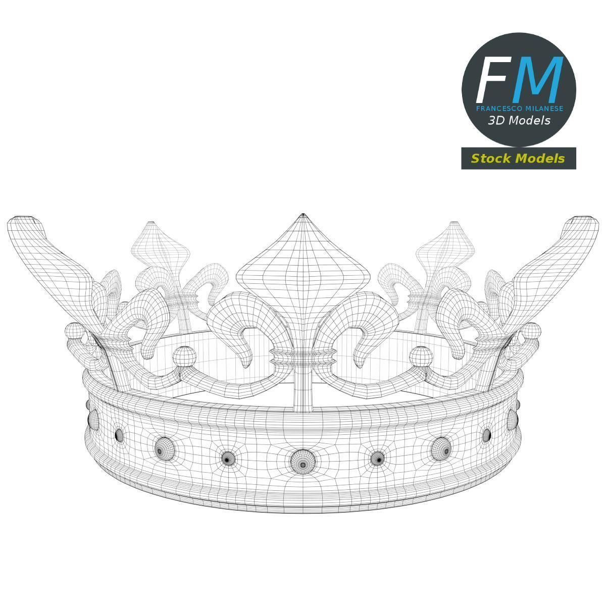 Gold crown with gems 1 3D model_7