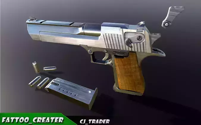 Pistol Desert Eagle Low-poly PBR  3D model Low-poly 3D model