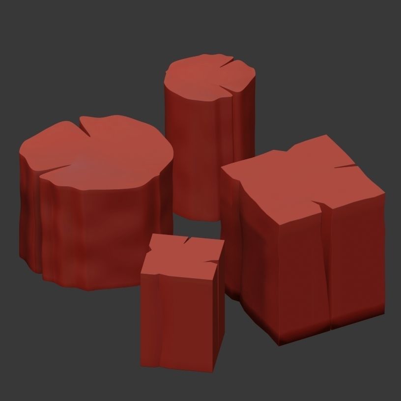 Set of tables from stumps 3D model_4