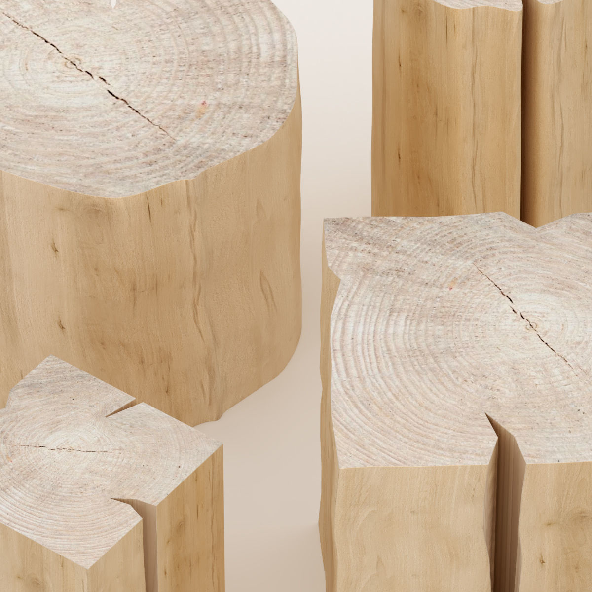 Set of tables from stumps 3D model_1