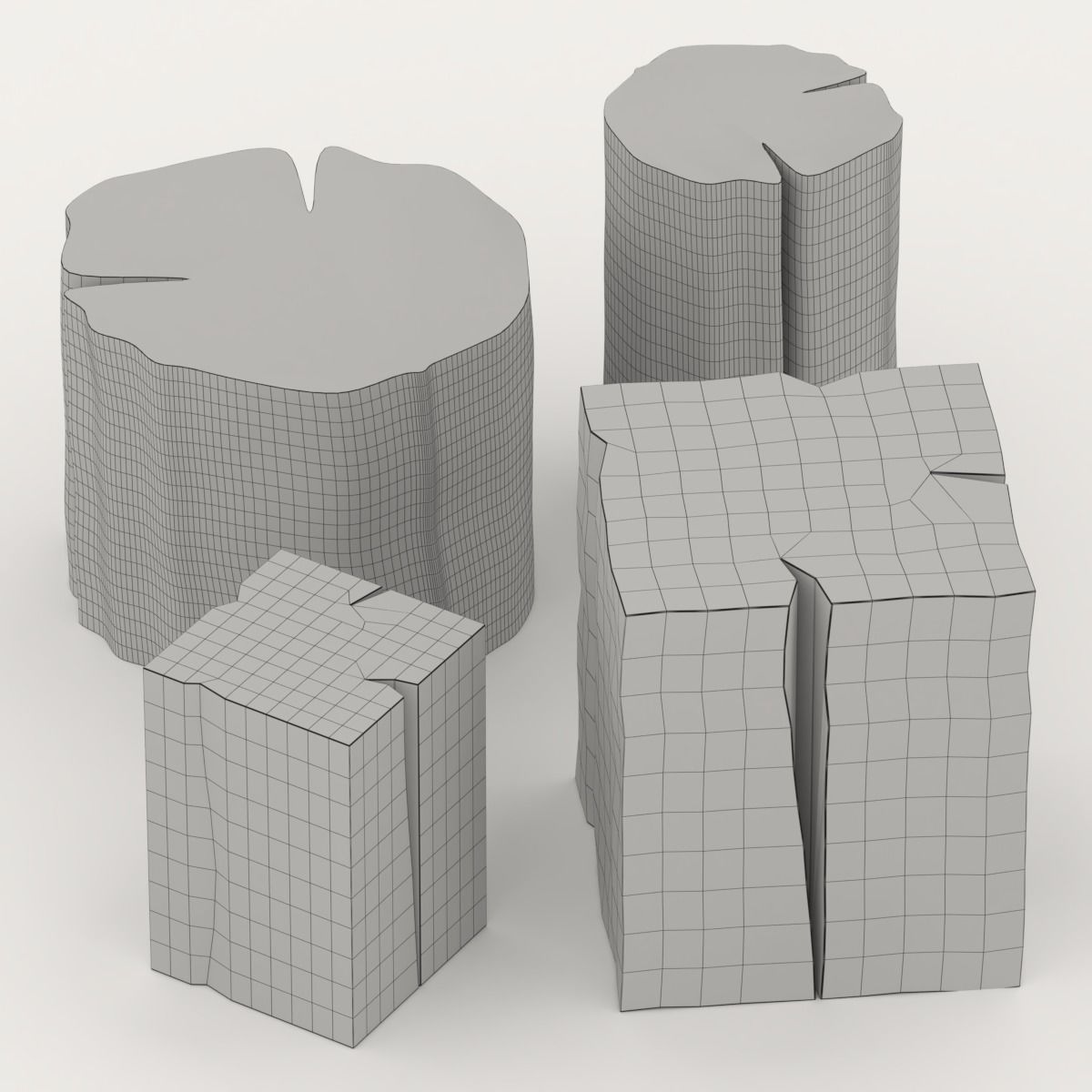 Set of tables from stumps 3D model_2