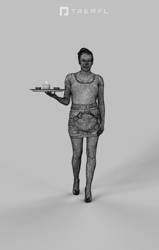 5x WOMAN WAITRESS BARMAN WAITER PERSONNEL BAR CAFETERIA VOL01 3D Model Collection_16