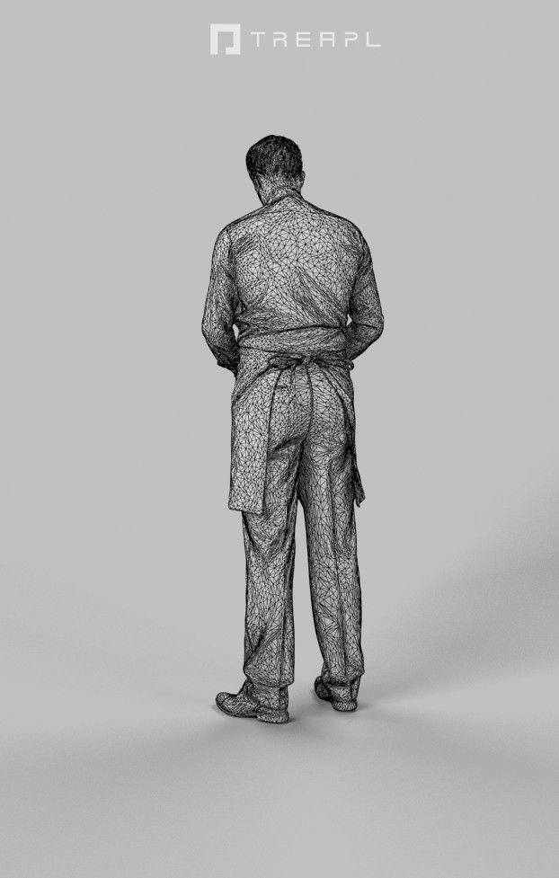 5x WOMAN WAITRESS BARMAN WAITER PERSONNEL BAR CAFETERIA VOL01 3D Model Collection_40