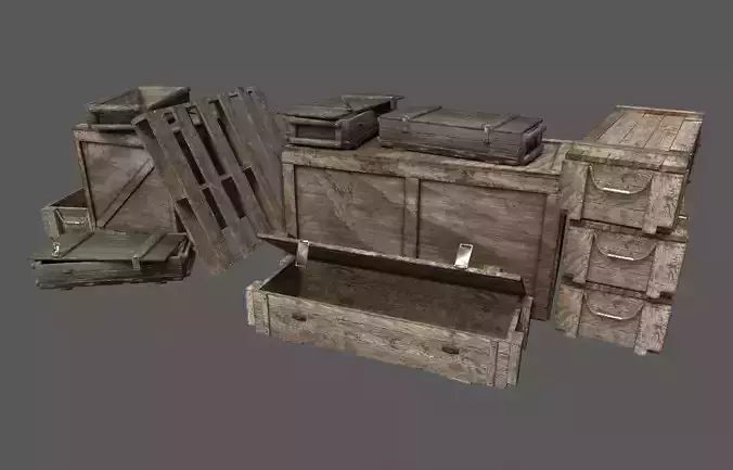 Military Crates Pack Low-poly 3D model