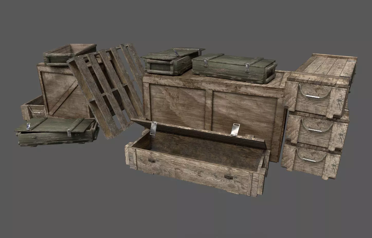 Military Crates Pack Low-poly 3D model