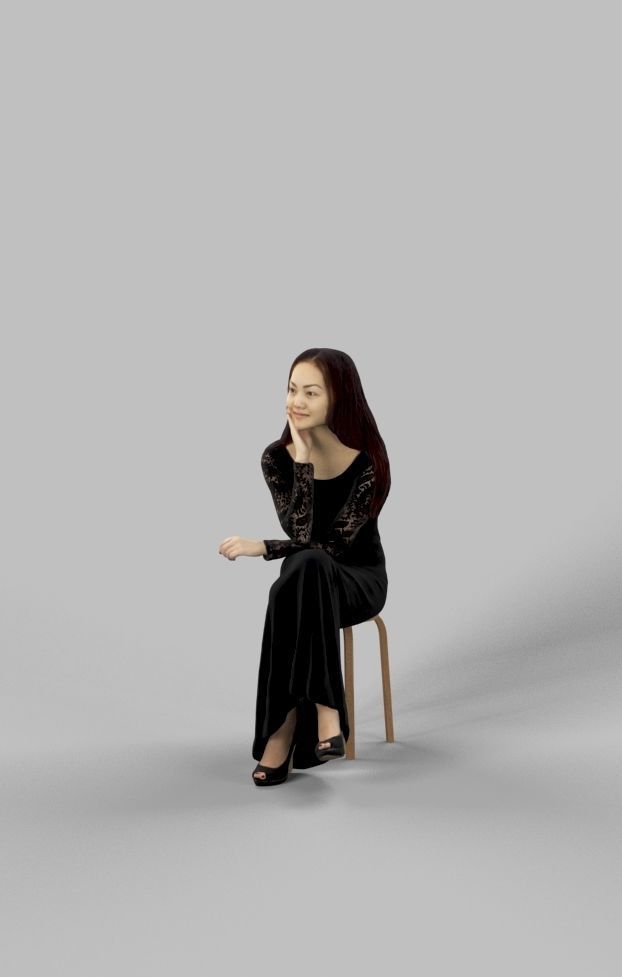 5x SITTING WOMAN PEOPLE EVENT BALLROOM VOL02 3D Model Collection_9