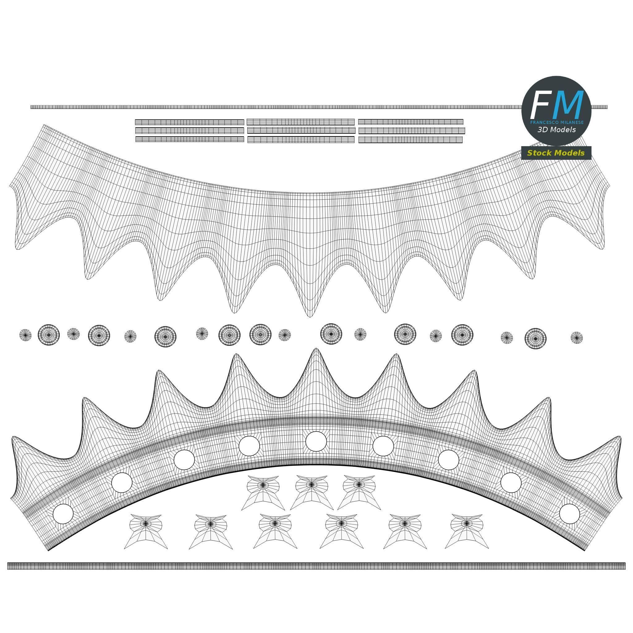 Gold crown with gems 2 3D model_11