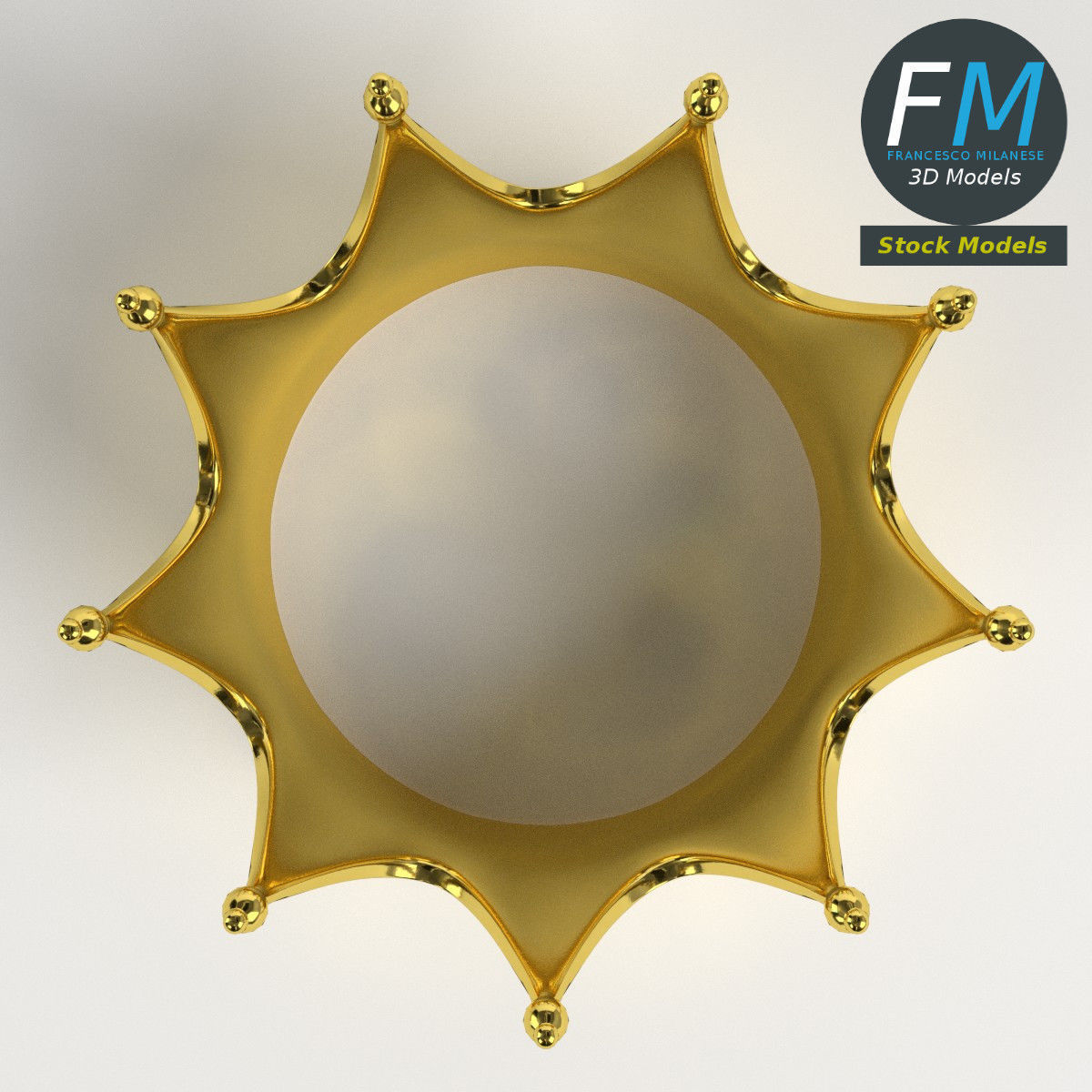 Gold crown with gems 2 3D model_6