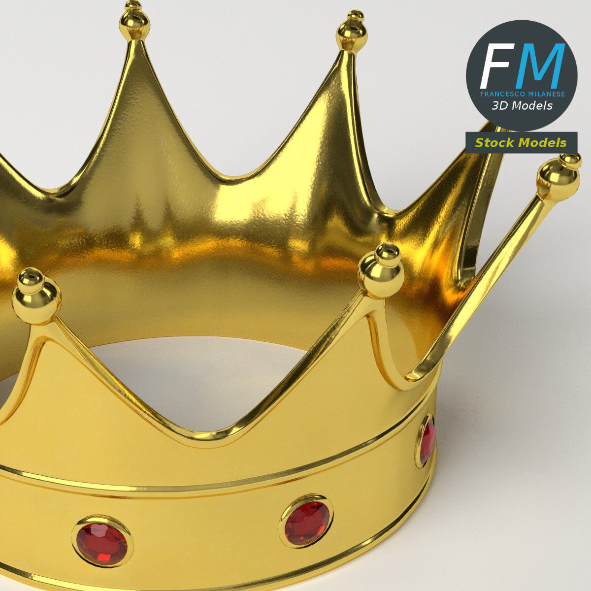 Gold crown with gems 2 3D model_5