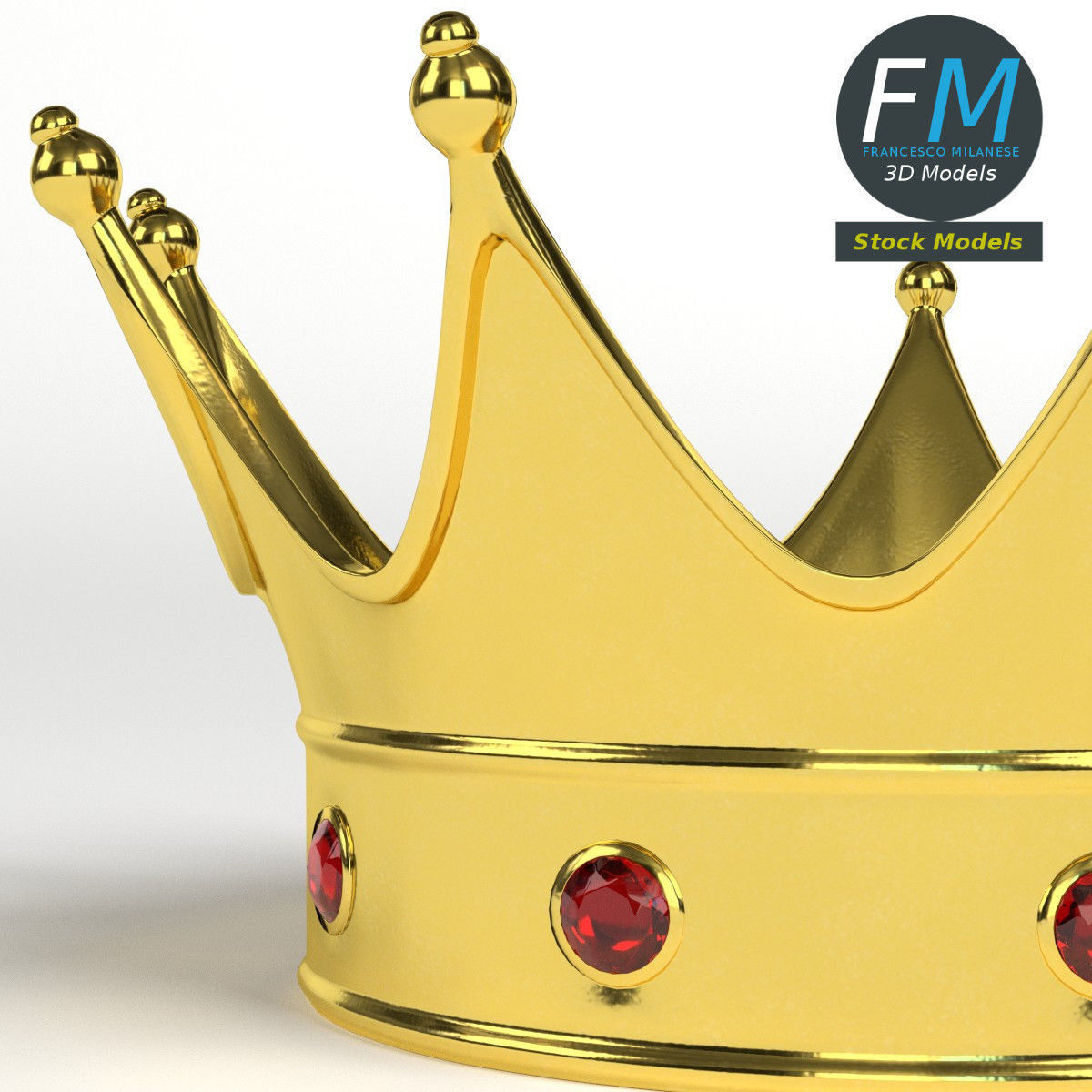 Gold crown with gems 2 3D model_4