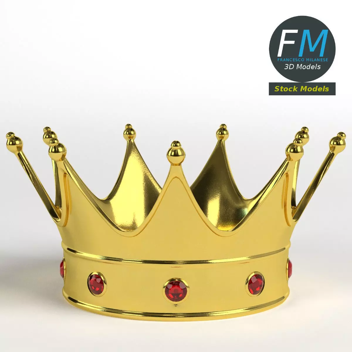 Gold crown with gems 2 3D model_0