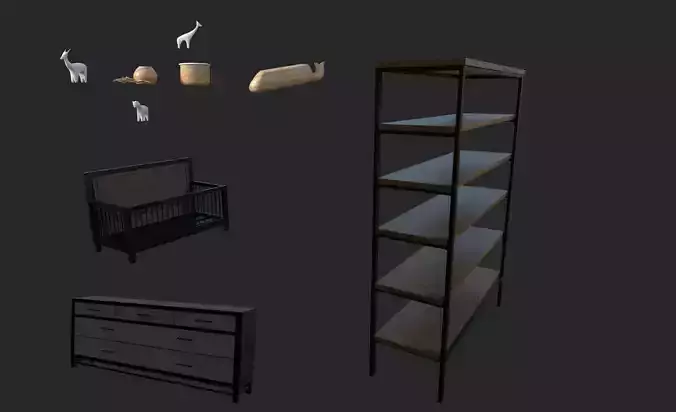 KidsRoom Set TOYS Low-poly 3D model