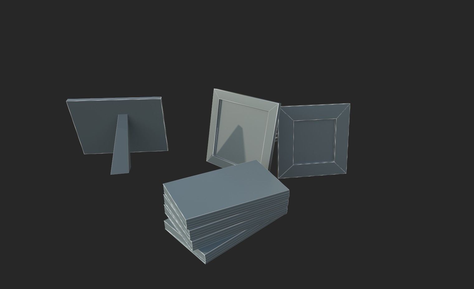 BedRoom Set dresser with oval mirror Low-poly 3D model_5