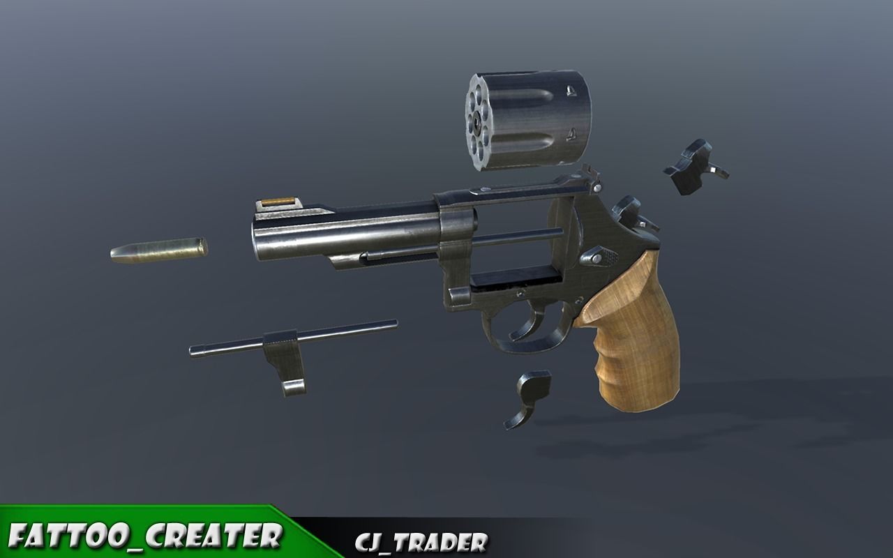 SM557 Revolver 44 Magnum Low-poly 3D model Low-poly 3D model_2